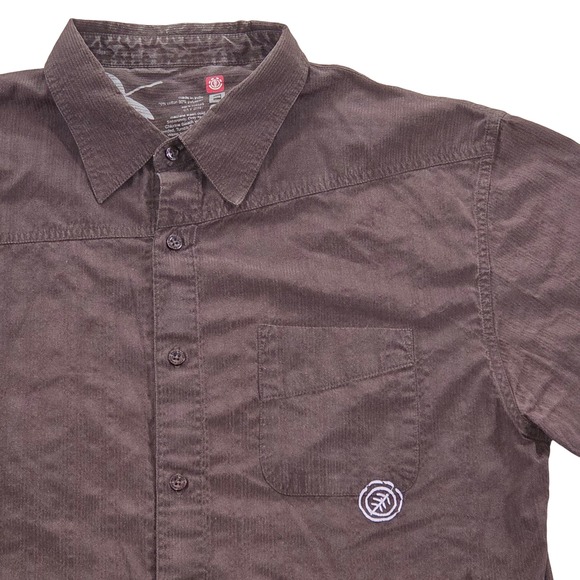 Element Skateboard Projects Textured Embroidered Shirt SS Skater Brown Mens XL - Picture 1 of 7